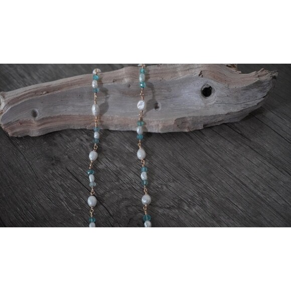 Freshwater Pearl Blue Charm Necklace - Picture 7 of 8